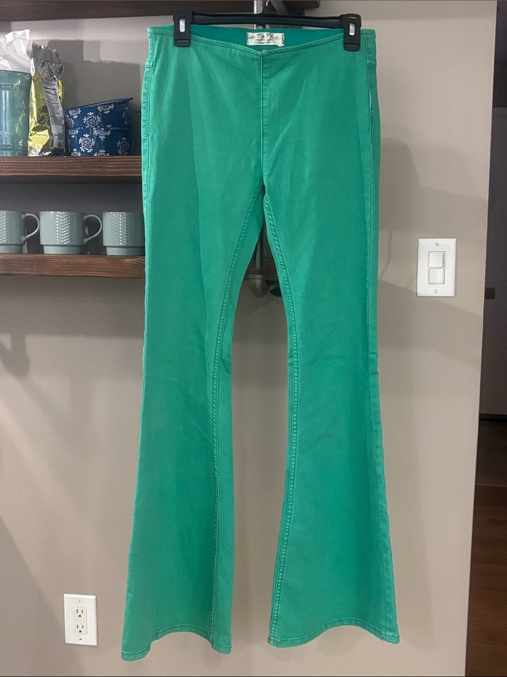 We The Free High Waist Green Flare Jeans | Size 27 | Retro Boho